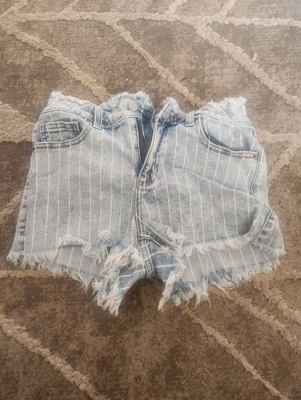 Cello High-Rise Striped Light Wash Denim Shorts